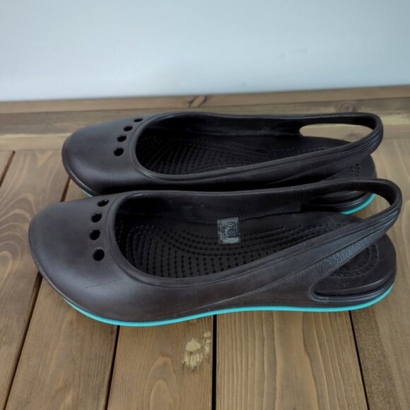 Crocs Black Slingback Skylar Flats SZ 6 - Picture 2 of 6